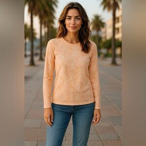 Hang Ten Women's XL Orange Floral Long Sleeve Top UPF 50+ Quick Dry